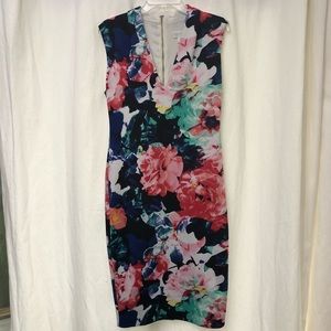 Floral colorful midi bodycon dress